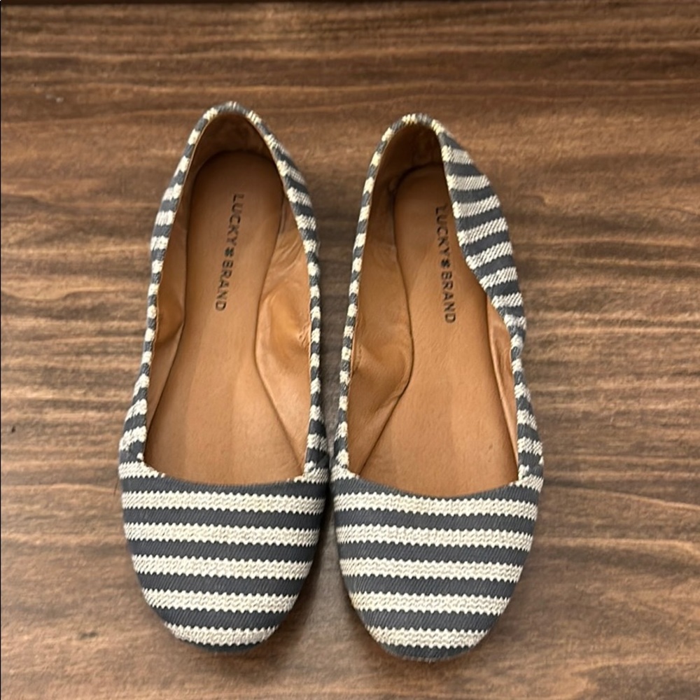 Blue and White Stripe Lucky Brand Flats
